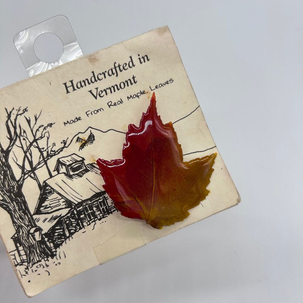 NWT Vermont Maple Leaf Brooch Handmade Unique Autumn Fall Jewelry Accessories